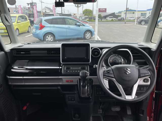 スズキ スペーシア カスタム HYBRID GS 長崎県 2018(平30)年 3.5万km フェニックスレッドパール /社外ナビ/　(CD BT USB iPod AM FM)//片側パワースライドドア//衝突軽減ブレーキ//レーンキープアシスト//シートヒーター//アイドリングストップ//コーナーセンサー//ETC//オートライト//LEDヘッドライト//プッシュスタート//リアサンシェード//スマートキー