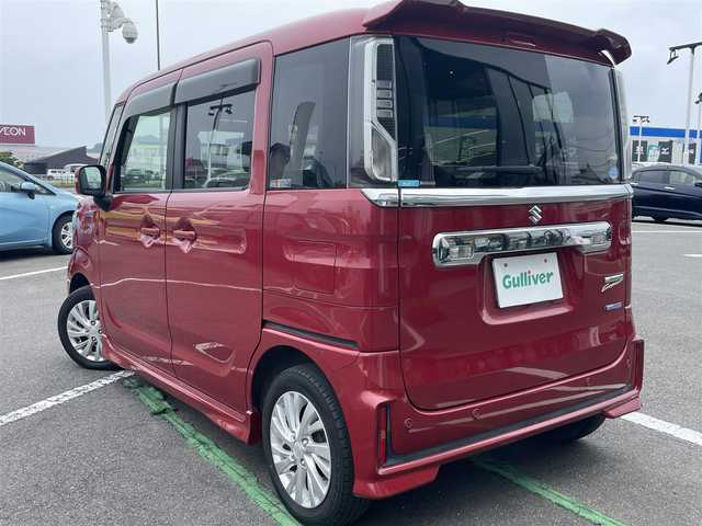 スズキ スペーシア カスタム HYBRID GS 長崎県 2018(平30)年 3.5万km フェニックスレッドパール /社外ナビ/　(CD BT USB iPod AM FM)//片側パワースライドドア//衝突軽減ブレーキ//レーンキープアシスト//シートヒーター//アイドリングストップ//コーナーセンサー//ETC//オートライト//LEDヘッドライト//プッシュスタート//リアサンシェード//スマートキー