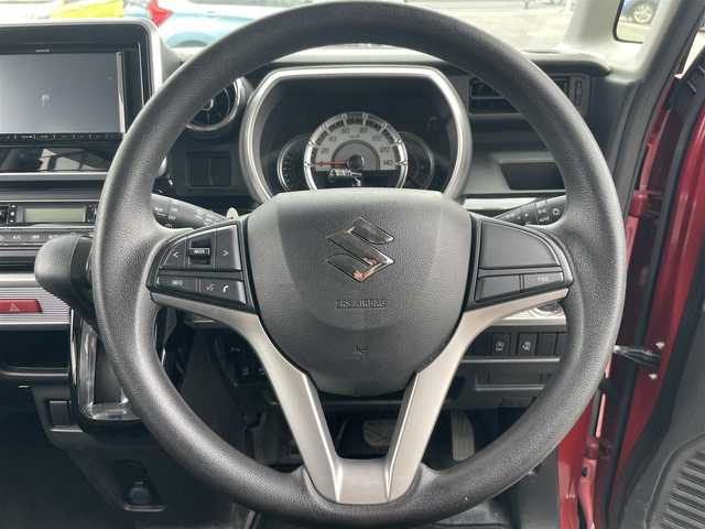 スズキ スペーシア カスタム HYBRID GS 長崎県 2018(平30)年 3.5万km フェニックスレッドパール /社外ナビ/　(CD BT USB iPod AM FM)//片側パワースライドドア//衝突軽減ブレーキ//レーンキープアシスト//シートヒーター//アイドリングストップ//コーナーセンサー//ETC//オートライト//LEDヘッドライト//プッシュスタート//リアサンシェード//スマートキー