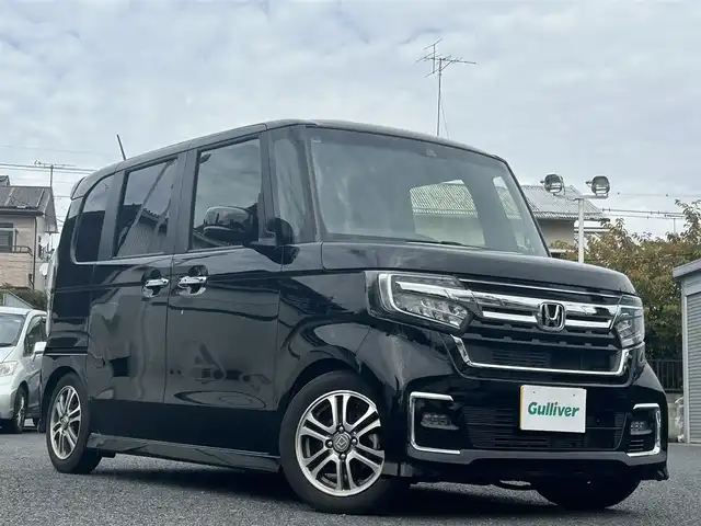 ホンダ Ｎ ＢＯＸ カスタム L ターボ 東京都 2021(令3)年 3.4万km クリスタルブラックパール ワンオーナー/純正ナビ（CH-HW851D）/・TV/CD/DVD/クルーズコントロール/オートライト/レーンアシスト/サイドカーテンエアバッグ/横滑り防止装置/盗難防止装置/シートヒーター/両側パワースライドドア/HONDA製14インチアルミホイール/ETC/スペアキー2本/取扱説明書/保証書