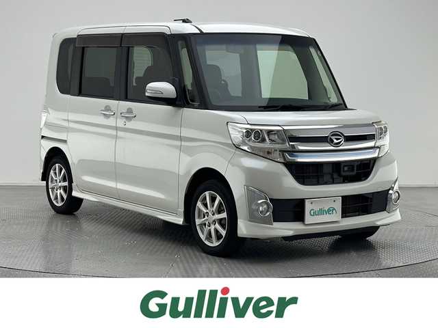 ダイハツ タント カスタム X トップED SA 兵庫県 2015(平27)年 5.5万km パールホワイトⅢ 純正8インチSDナビ　（ダイハツ　NSZN-W650）/（CD、DVD、AM/FM、BT、SD、HDMI、フルセグ）/バックカメラ/両側パワースライドドア/社外ETC/アイドリングストップ/レザー調シートカバー/電動格納ミラー/ウィンカーミラー/ドアバイザー/純正フロアマット/オートライト/プッシュスタート/スマートキー/純正14インチAW/LEDヘッドライト