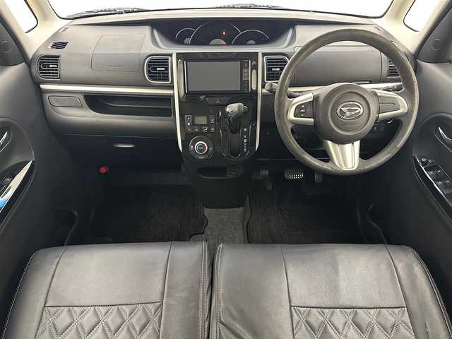 ダイハツ タント カスタム X トップED SA 兵庫県 2015(平27)年 5.5万km パールホワイトⅢ 純正8インチSDナビ　（ダイハツ　NSZN-W650）/（CD、DVD、AM/FM、BT、SD、HDMI、フルセグ）/バックカメラ/両側パワースライドドア/社外ETC/アイドリングストップ/レザー調シートカバー/電動格納ミラー/ウィンカーミラー/ドアバイザー/純正フロアマット/オートライト/プッシュスタート/スマートキー/純正14インチAW/LEDヘッドライト