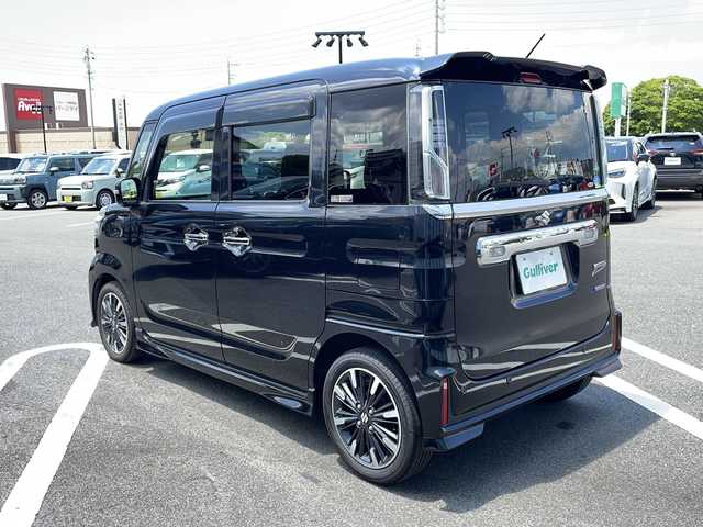 スズキ スペーシア カスタム HYBRID XS ターボ 岐阜県 2020(令2)年 2.3万km ブルーイッシュブラックパール3 純正ＳＤナビ　/全方位カメラ　/ＥＴＣ　/ドライブレコーダー　/クルーズコントロール/衝突軽減システム　/盗難防止装置　/横滑り防止装置　/アイドリングストップ　/コーナーセンサー　/ＬＥＤヘッドライト　/オートライト　/ターボ車　/スマートキー/プッシュスタート/スペアキー/純正15インチアルミホイール/純正フロアマット