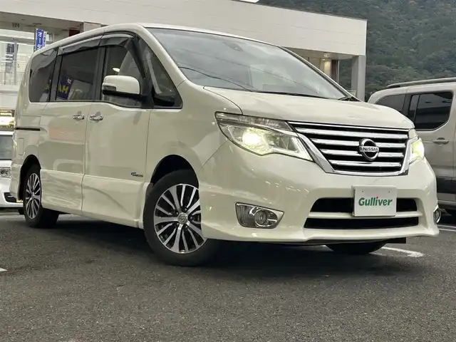 日産 セレナ ハイウェイスター Sハイブリッド 長崎県 2014(平26)年 8.6万km ブリリアントホワイトパール ワンオーナー/純正SDナビ(FM/AM/CD/DVD/BT/フルセグTV)/プッシュスタート/アイドリングストップ/両側パワースライドドア/バックカメラ/純正フロアマット/純正アルミホイール/ABS/TCS/VDC/エマージェンシーブレーキ/イモビライザー/スマートキー/スペアキー/取扱説明書/保証書
