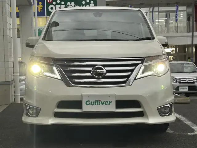 日産 セレナ ハイウェイスター Sハイブリッド 長崎県 2014(平26)年 8.6万km ブリリアントホワイトパール ワンオーナー/純正SDナビ(FM/AM/CD/DVD/BT/フルセグTV)/プッシュスタート/アイドリングストップ/両側パワースライドドア/バックカメラ/純正フロアマット/純正アルミホイール/ABS/TCS/VDC/エマージェンシーブレーキ/イモビライザー/スマートキー/スペアキー/取扱説明書/保証書