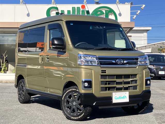 ダイハツ アトレー バン RS 三重県 2022(令4)年 2.2万km オフビートカーキM ♪ワンオーナー♪/♪リフトアップ(2インチ)♪/♪直前直左確認用のカメラ（車検時対応）/♪社外15インチAW(ホワイトレタータイヤ)♪/♪ドラレコ前後付デジタルインナーミラー♪/♪スマートアシスト/ ・衝突警報機能/ ・衝突回避支援ブレーキ機能/ ・ブレーキ制御付誤発進抑制機能(前後)/ ・車線逸脱警報機能・車線逸脱抑制制御機能/ ・全車速追従機能付アダプティブクルーズコントロール/♪純正ディスプレイオーディオ/・フルセグ・Bluetooth/・AppleCarPlay・AndroidAuto/・HDMI・USB/♪バックカメラ/♪スマートキー×2/♪プッシュスタート/♪オーバーヘッドシェルフ/♪両側パワースライドドア/♪LEDヘッドライト/♪LEDフォグライト /♪オートライト/♪ウィンカーミラー/♪ステアリングスイッチ/♪アクセサリーソケット前後/♪フロアマット/♪スモークフィルム/♪電格ミラー/純正鉄チンタイヤ4本積み込み/145/80/R12