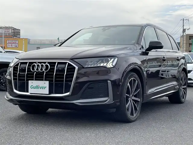 アウディ Ｑ７ 45 Sラインリミテッド 広島県 2020(令2)年 4.5万km 茶 310台限定車/パリークブラウンメタリック（専用色）/純正メモリナビ/（フルセグTV/Bluetooth/USB/Applecarplay/androidauto）/全周囲モニター/純正２１インチＡＷ/マトリクスＬＥＤヘッドライト/ブラックレザーシート/バーチャルコクピット/７シーターＰＫＧ/プレミアムＰＫＧ/サイドアシスト/フロントクロストラフィックアシスト/ビルドインETC2.0/イージードアクローザー/プッシュスタート/パワーバックドア