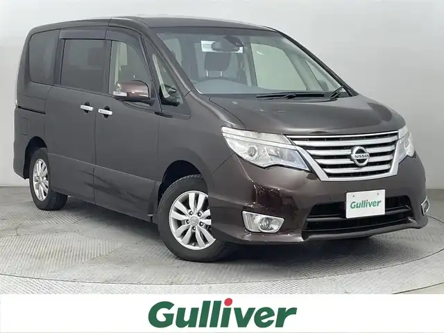 日産 セレナ ハイウェイスター Vセレ+SaftyⅡ 道央・札幌 2015(平27)年 8.1万km インペリアルアンバーP ・４WD/・純正ナビ/　CD/DVD/SD/BT/フルセグ/・アラウンドビューモニター/・ETC/・エマージェンシーブレーキ/・レーンキープアシスト/・両側パワースライドドア/・横滑り防止/・LEDヘッドライト/・フォグライト/・オートライト/・プッシュスタート/・スマートキー/・純正フロアマット/・ドアバイザー/・純正AW/・社外AW付スタッドレス積込（195/65/R15）