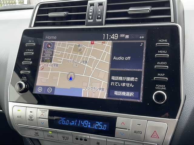 トヨタ ランドクルーザー プラド TX Lパッケージ マットブラED 山口県 2023(令5)年 2.5万km ブラック 4WD/純正ナビ/・AM/FM/USB/Miracast/Bluetooth/パノラミックビューモニター/Toyota Safety Sense/・プリクラッシュセーフティ/・レーンディパーチャーアラート/・オートマチックハイビーム/・レーダークルーズコントロール/・クリアランスソナー/ETC2.0/前後ドライブレコーダー/純正フロアマット/レザーシート/前席パワーシート/シートエアコン/シートヒーター/左右独立フルオートエアコン/スマートキー/スペアキー/18インチ純正アルミホイール/純正LEDヘッドライト/フォグランプ/オートライト/ルーフレール/取扱説明書/保証書