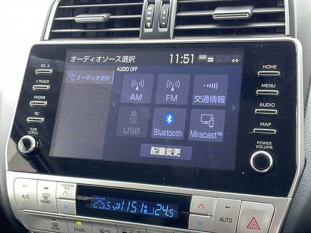 トヨタ ランドクルーザー プラド TX Lパッケージ マットブラED 山口県 2023(令5)年 2.5万km ブラック 4WD/純正ナビ/・AM/FM/USB/Miracast/Bluetooth/パノラミックビューモニター/Toyota Safety Sense/・プリクラッシュセーフティ/・レーンディパーチャーアラート/・オートマチックハイビーム/・レーダークルーズコントロール/・クリアランスソナー/ETC2.0/前後ドライブレコーダー/純正フロアマット/レザーシート/前席パワーシート/シートエアコン/シートヒーター/左右独立フルオートエアコン/スマートキー/スペアキー/18インチ純正アルミホイール/純正LEDヘッドライト/フォグランプ/オートライト/ルーフレール/取扱説明書/保証書