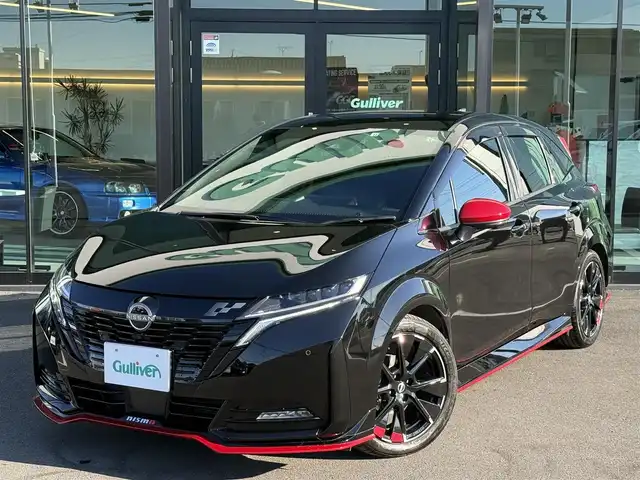 日産 オーラ ニスモ 栃木県 2022(令4)年 3.4万km スーパーブラック ワンオーナー /nismoエアロ/純正ナビ/Bluetooth/フルセグTV/HDMI入力/置くだけ充電/アラウンドビュー/プロパイロット/デジタルルームミラー/ETC2.0/ハーフレザーシート/シートヒーター/ステアリングヒーター/レーダーブレーキ/レーンアラート/クリアランスソナー /BSM/LEDヘッドライト/スマートキー×2