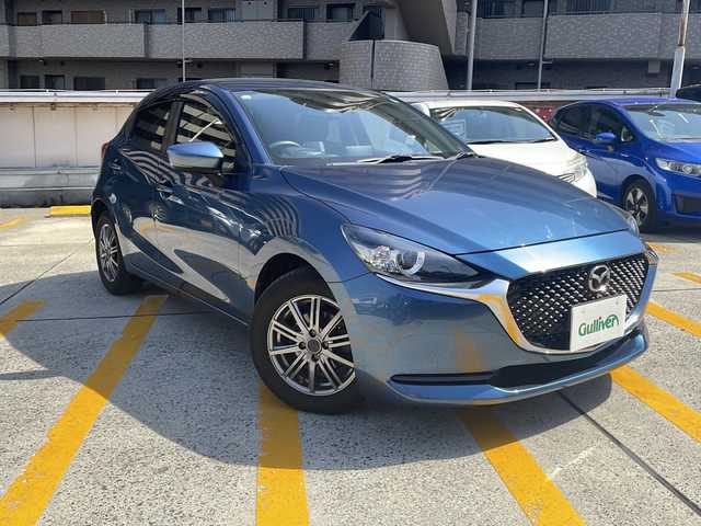 マツダ マツダ２ 15S プロアクティブ 広島県 2019(令1)年 8.3万km エターナルブルーマイカ 禁煙車/MTモード付AT/社外15インチAW/純正メーカーナビ/(BT/DVD/CD/AUX/USB)/アイドリングストップ/コーナーセンサー/ヒートシーター(D＋N)/フルセグテレビ/アラウンドビューモニター/レーンキープアシスト/プリクラッシュ/プッシュスタート/オートライト/純正LEDヘッドライト/純正フロアマット