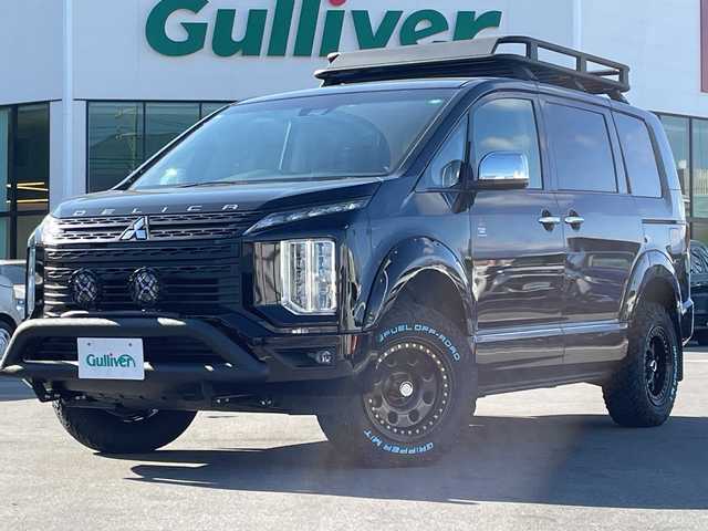 三菱 デリカＤ：５ P 長野県 2021(令3)年 5.7万km ダイヤモンドブラックマイカ 禁煙車/10インチディスプレイオーディオ/(AM/FM/Bluetooth/AppleCarPlay)/ディーゼルターボ/パートタイム4WD/GIGEARオフロードギア/(グリルガード/LEDフォグ/全オーバーフェンダー/リアラダー//ルーフラック)/1.5インチリフトアップ/GIG METAL ROCK16インチAW(235/70R16)/マッドガード/オートステップ/純正足回り車載/全方位カメラ/両側電動スライドドア/電動リアゲート/運転席電動シート/前席シートヒーター/レザーシートカバー/革巻きステアリング/ステアリングヒーター/ステアリングスイッチ/ブラインドスポットモニター/LEDヘッドライト/追従型クルーズコントロール/プッシュスタート/衝突被害軽減装置/車線逸脱警報装置/レーンキープアシスト/オートライト/オートハイビーム/フォグランプ/アイドリングストップ/バックカメラ/スマートキー/ＭＴモード付ＡＴ/パドルシフト/純正フロアマット