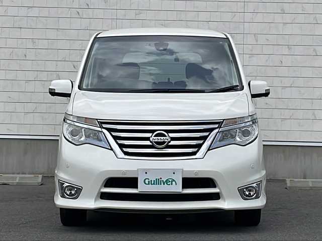 日産 セレナ ハイウェイスター Vエアロ+Safty 山形県 2015(平27)年 7.8万km ブリリアントホワイトパール 純正SDナビ(AM/FM/TV/CD/DVD/BT)/フルセグTV/バックカメラ/アラウンドビューモニター/ETC/両側パワースライドドア/エマージェンシーブレーキ/レーンキープアシスト/ドライブレコーダー前後/クルーズコントロール/横滑り防止装置/コーナーセンサー前後/アイドリングストップ/WAC/純正フロアマット/スマートキー/プッシュスタート/LEDヘッドライト