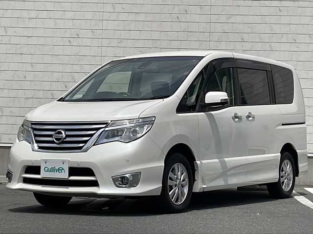 日産 セレナ ハイウェイスター Vエアロ+Safty 山形県 2015(平27)年 7.8万km ブリリアントホワイトパール 純正SDナビ(AM/FM/TV/CD/DVD/BT)/フルセグTV/バックカメラ/アラウンドビューモニター/ETC/両側パワースライドドア/エマージェンシーブレーキ/レーンキープアシスト/ドライブレコーダー前後/クルーズコントロール/横滑り防止装置/コーナーセンサー前後/アイドリングストップ/WAC/純正フロアマット/スマートキー/プッシュスタート/LEDヘッドライト