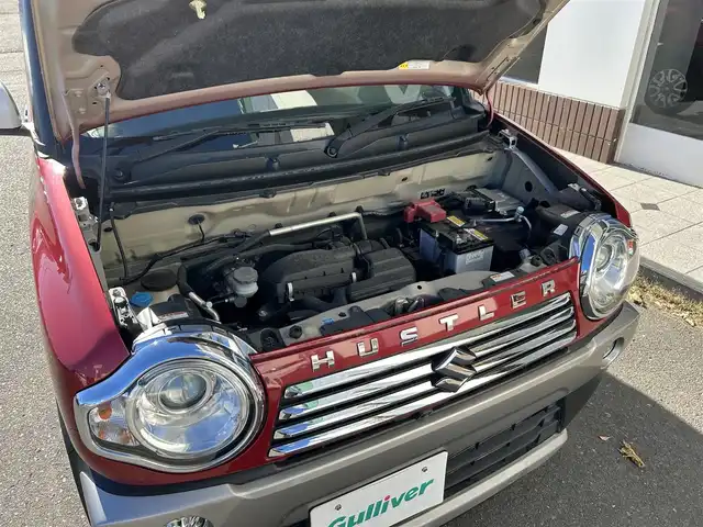 スズキ ハスラー J ブラックインテリアパッケージ 静岡県 2019(令1)年 4.5万km フェニックスレッドパール/ホワイト2トーンルーフ 純正8インチメモリーナビ/（FM/AM/CD/DVD/Bluetooth）/純正８インチメモリーナビ横滑り防止システム/レーンキープアシスト/全周囲カメラ/ビルトインETC/オートライト/ドライブレコーダー/前席シートヒーター/フルフラットシート/ベンチシート/アイドリングストップ/純正フロアマット/オートライト/純正15AW