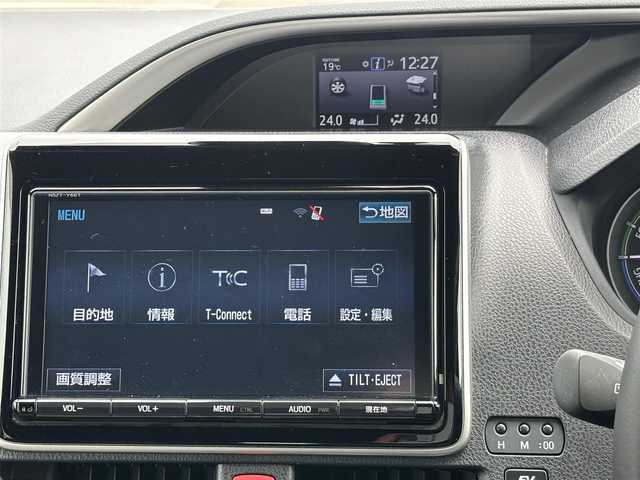 トヨタ ヴォクシー ハイブリッド ZS 煌 宮城県 2018(平30)年 6.8万km ブラック セーフティセンス/・プリクラッシュセーフティ/・レーンディパーチャーアラート/・オートマチックハイビーム/・先行車発進告知機能/純正9インチナビ（NSZT-Y66T）/・CD/DVD/・Bluetooth/・フルセグTV/バックカメラ/ビルトインETC/前席シートヒーター/両側パワースライドドア/革巻きステアリング/クルーズコントロール/ステアリングスイッチ/LEDヘッドランプ/フォグランプ/オートライト/スマートキー＆プッシュスタート/電動格納ミラー/純正16インチAW/純正フロアマット/純正ドアバイザー/Wエアバッグ