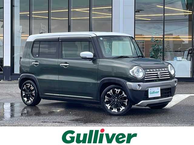 スズキ ハスラー Jスタイル Ⅱ ターボ 新潟県 2017(平29)年 9.7万km クールカーキパールメタリック/ホワイト2トーンルーフ 4WD/ナビ（Bluetooth/DTV/AUX）/全周囲カメラ/D/N席シートヒーター/クルーズコントロール/デュアルカメラブレーキサポート/HIDヘッドライト/ビルトインETC/衝突軽減/アイドリングストップ/社外15インチアルミホイール/ドアバイザー/電動格納ミラー/フォグランプ/シガーソケット