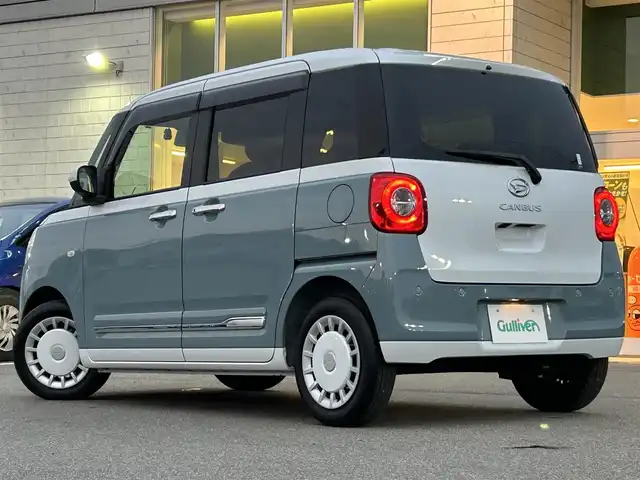 ダイハツ ムーヴ キャンバス ストライプス G ターボ 兵庫県 2023(令5)年 0.4万km パール 追従有クルーズコントロール/１０インチ純正ナビ/両側パワースライドド/純正ドライブレコーダー/オートパーキングブレーキ/レーンキープアシスト/Bluetooth接続/バックカメラ/ブレーキホールド/LEDヘッドライト/シートヒーター/ベンチシート/フルフラット/ETC/ホットカップホルダー