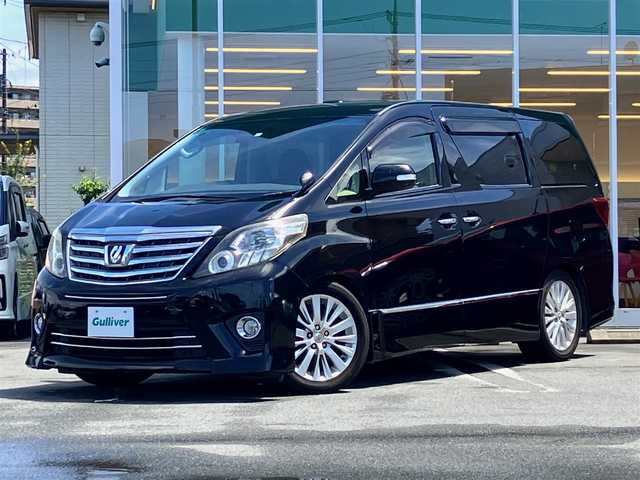 トヨタ アルファード 240S 静岡県 2012(平24)年 10.6万km ブラック エンジンスタートボタン/パワーステアリング/パワーウィンドウ/スマートキー/スペアキー/Wオートエアコン/ETC/純正8インチナビ/バックカメラ/三列シート/サンルーフ/純正フロアマット/純正アルミホイール/両側パワースライドドア/ABS/横滑り防止装置/コーナーセンサー前後/オートライト/W＋サイドエアバック/カーテンエアバック