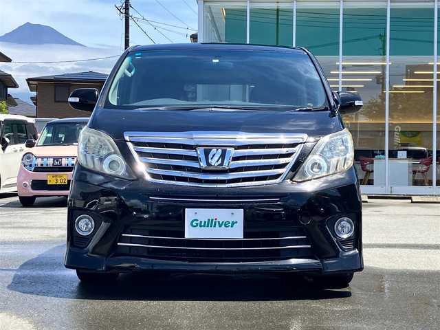 トヨタ アルファード 240S 静岡県 2012(平24)年 10.6万km ブラック エンジンスタートボタン/パワーステアリング/パワーウィンドウ/スマートキー/スペアキー/Wオートエアコン/ETC/純正8インチナビ/バックカメラ/三列シート/サンルーフ/純正フロアマット/純正アルミホイール/両側パワースライドドア/ABS/横滑り防止装置/コーナーセンサー前後/オートライト/W＋サイドエアバック/カーテンエアバック