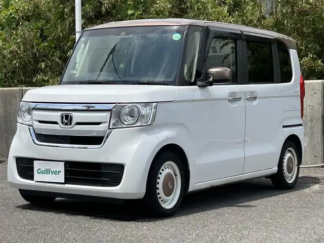 ホンダ Ｎ ＢＯＸ G･L ホンダセンシング カッパーブラウンスタイル 長崎県 2019(令1)年 12.6万km プラチナホワイトパール ワンオーナー/純正ナビ(FM/AM/BT/TV/CD)/純正フロアマット/プッシュスタート/オートライト/ETC/バックカメラ/衝突被害軽減システム/レーンキープアシスト/横滑り防止装置/アイドリングストップ/ABS/USB入力端子×２/取扱説明書/記録簿/保証書