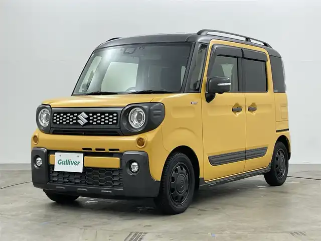 スズキ スペーシア ギア HYBRID XZターボ 岡山県 2020(令2)年 3.1万km アクティブイエロー/ガンメタリック2トーン 社外8インチナビ（AVIC-RL812）/（Bluetooth/CD/DVD/USB/フルセグTV)/全方位カメラ/両側電動スライドドア/シートヒーター(運転席・助手席)/クルーズコントロール/コーナーセンサー(後ろ)/ルーフレール/LEDヘッドライト/オートハイビーム/ステアリングスイッチ/社外ドライブレコーダー(前後)/パドルシフト/ビルトインETC/アイドリングストップ/レーンアシスト/アイドリングストップ/スマートキー(2本)