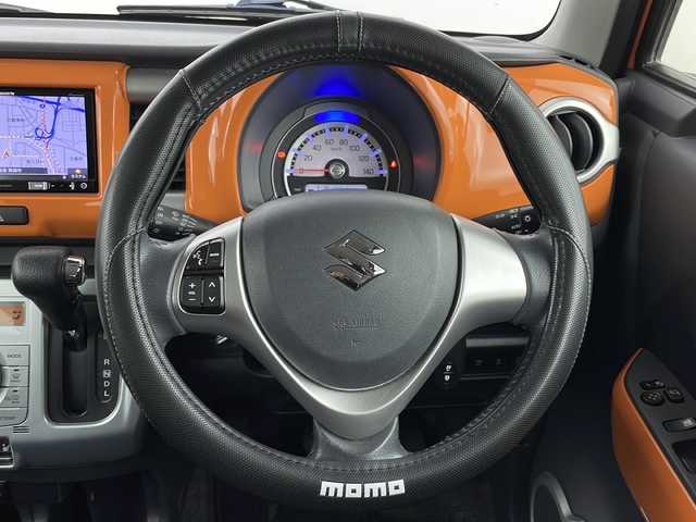 スズキ ハスラー X 新潟県 2016(平28)年 7.2万km パッションオレンジマイカ/スペリアホワイト 4WD/禁煙車/社外ナビ/フルセグ/　CD/DVD/SD/Bluetooth/バックカメラ/衝突被害軽減ブレーキ/前席シートヒーター/スマートキー×２/純正アルミ付きスタッドレス/　（積み込み７mm）/電動格納式ミラー/革巻きステアリング/キセノンヘッドライト/オートライト/フォグランプ/プッシュスタート/ETC