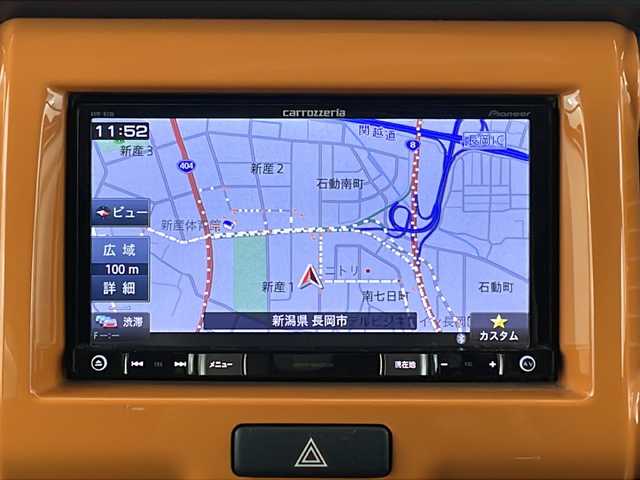 スズキ ハスラー X 新潟県 2016(平28)年 7.2万km パッションオレンジマイカ/スペリアホワイト 4WD/禁煙車/社外ナビ/フルセグ/　CD/DVD/SD/Bluetooth/バックカメラ/衝突被害軽減ブレーキ/前席シートヒーター/スマートキー×２/純正アルミ付きスタッドレス/　（積み込み７mm）/電動格納式ミラー/革巻きステアリング/キセノンヘッドライト/オートライト/フォグランプ/プッシュスタート/ETC