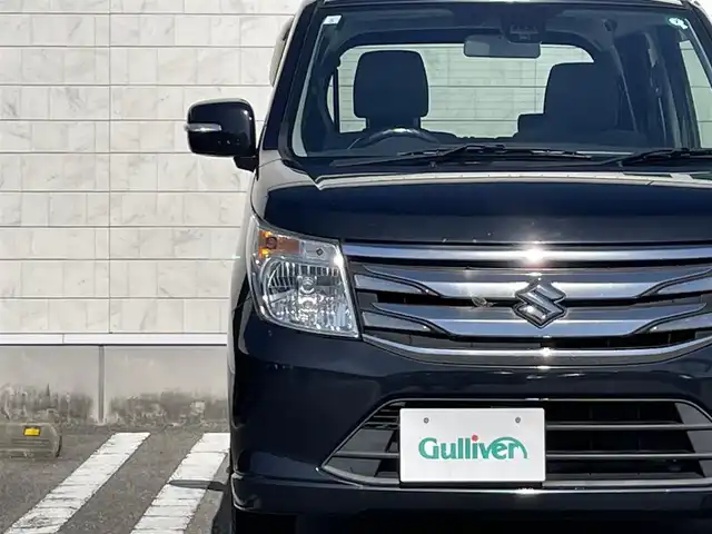 スズキ ワゴンＲ FZ 宮崎県 2015(平27)年 11.3万km ブルーイッシュブラックパール3 アイドリングストップ/プッシュスタート/純正フロアマット/純正LEDヘッドライト/オートライト/エアバックW/パワーステアリング/パワーウィンドウ/スマートキー/盗難防止装置/衝突被害軽減システム/横滑り防止装置/AAC/ABS/シートヒーター/純正アルミホイール（14インチ）