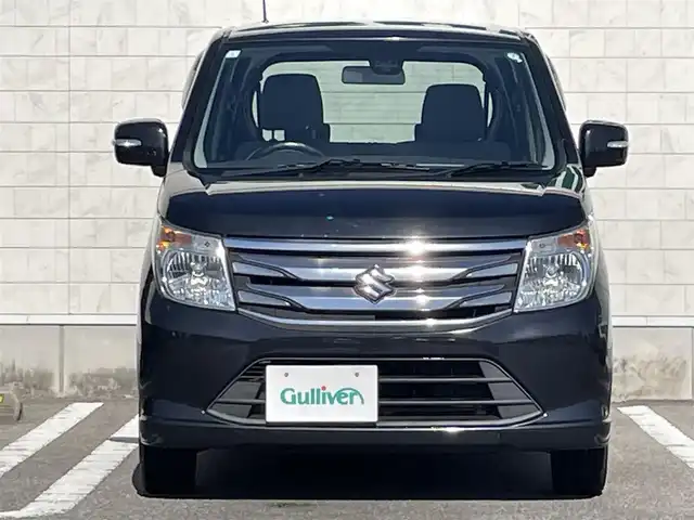 スズキ ワゴンＲ FZ 宮崎県 2015(平27)年 11.3万km ブルーイッシュブラックパール3 アイドリングストップ/プッシュスタート/純正フロアマット/純正LEDヘッドライト/オートライト/エアバックW/パワーステアリング/パワーウィンドウ/スマートキー/盗難防止装置/衝突被害軽減システム/横滑り防止装置/AAC/ABS/シートヒーター/純正アルミホイール（14インチ）
