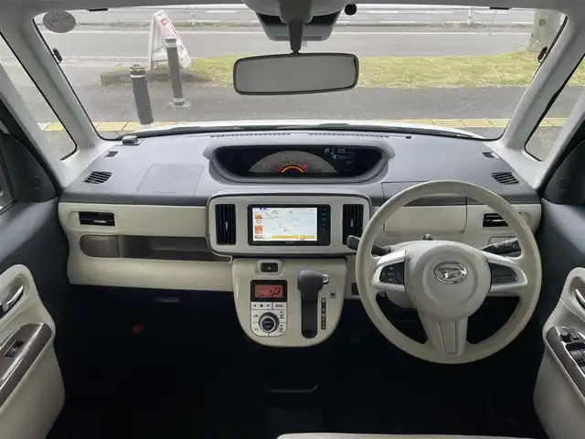 ダイハツ ムーヴ キャンバス X メイクアップ リミテッド SAⅢ 宮城県 2022(令4)年 2万km パールホワイトⅢ/ナチュラルベージュマイカメタリック 2トーン 社外ナビ（FM:AM:CD:BT:TVフルセグ）/全周囲カメラ/バックカメラ/両側パワースライドドア/アイドリングストップ/オートハイビーム/横滑り防止/プリクラッシュセーフティー/ETC/プッシュスタート/コーナーセンサー