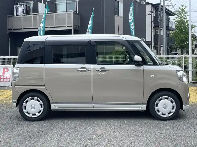 ダイハツ ムーヴ キャンバス X メイクアップ リミテッド SAⅢ 宮城県 2022(令4)年 2万km パールホワイトⅢ/ナチュラルベージュマイカメタリック 2トーン 社外ナビ（FM:AM:CD:BT:TVフルセグ）/全周囲カメラ/バックカメラ/両側パワースライドドア/アイドリングストップ/オートハイビーム/横滑り防止/プリクラッシュセーフティー/ETC/プッシュスタート/コーナーセンサー
