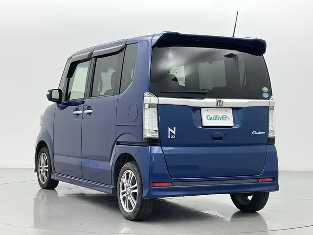 ホンダ Ｎ ＢＯＸ カスタム G 熊本県 2013(平25)年 9.2万km プレミアムダイナミックブルーパール 社外ナビAVN-VO2（ＣＤ・ＤＶＤ・フルセグ・ＢＴ・ＳＤ）/バックカメラ　/前後ドライブレコーダー　/片側パワースライドドア　/衝突軽減ブレーキ　/横滑り防止　/アイドリングストップ　/純正フロアマット/純正１４インチAW/オートライト　/ＬＥＤヘッドライト/スマートキー/プッシュスタート/保証書/取扱説明書