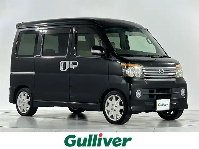 ダイハツ アトレー ワゴン カスタム ターボ RS リミテッド 佐賀県 2009(平21)年 14万km ブラックマイカメタリック 社外7インチナビ【CN-HN8600】/【フルセグTV.CD.DVD】/片側パワースライドドア/電動格納ミラー/ベンチシート/社外15インチアルミホイール/純正ドアバイザー/フォグライト/ダブルエアバッグ/オートエアコン