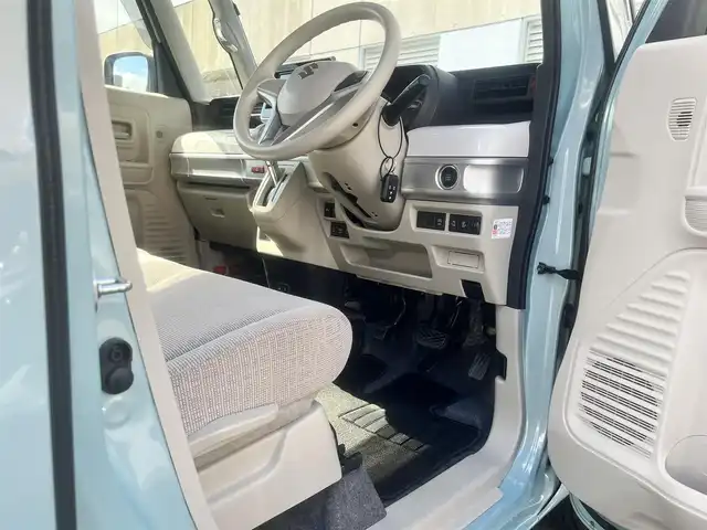 スズキ スペーシア HYBRID X 島根県 2023(令5)年 1.7万km オフブルーメタリック/ホワイト2トーン ワンオーナー/社外メモリナビ　/フルセグＴＶ /DVD再生　/Bluetooth　/レーンキープアシスト/衝突軽減システム　/盗難防止装置　/アイドリングストップ　/両側パワースライド　/後方コーナーセンサー　/運転席シートヒーター　/オートライト/オートハイビーム/リアサーキュレーター/純正フロアマット