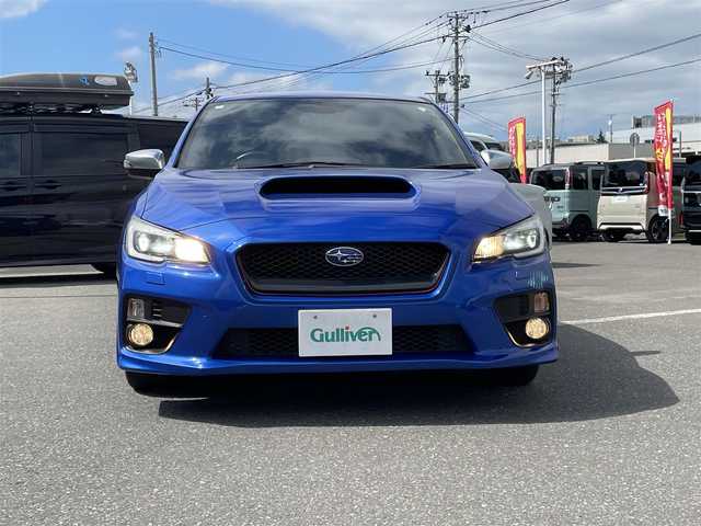 スバル ＷＲＸ ＳＴＩ STI タイプS 青森県 2015(平27)年 7.5万km WRブルーパール ・タイミングベルトＲ７年６月交換済み/・社外ナビ/・フルセグTV/・ETC/・ブラインドスポットモニター/・バックカメラ/サイドカメラ/・大型リアウィング/・プッシュスタート/・スマートキー×２/・ハーフレザーシート/・パワーシート/・オートライト/・フォグライト/・ウィンカーミラー/・純正18インチアルミ/・純正サスペンション/・社外フロアマット/・社外マフラー積込み