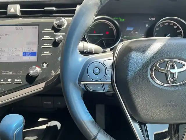 トヨタ カムリ WS ブラックエディション 神奈川県 2020(令2)年 2.2万km アティチュードブラックマイカ/ダークブルーマイカメタリック 2トーン 純正ナビ/フルセグTV/Bluetooth接続/バックモニター/衝突被害軽減ブレーキ/車線逸脱警報機能/ブラインドスポットモニター/レーダークルーズコントロール/ヘッドアップディスプレイ/黒革シート/シートヒーター/電動パワーシート/パドルシフト/純正LEDヘッドライト/純正18インチアルミホイール