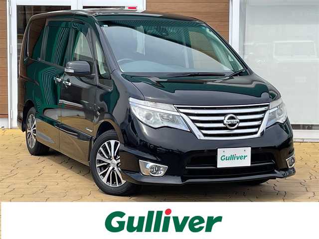 日産 セレナ HWS S HV Vセレ +SeftyⅡ 宮崎県 2015(平27)年 5.5万km ダイヤモンドブラック 社外ナビ/(Bluetooth/CD/DVD/SD/AUX/フルセグTV)/社外フリップダウンモニター/アラウンドビューモニター/両側パワースライドドア/クルーズコントロール/前後コーナーセンサー/キセノンオートヘッドライト/フォグランプ/ビルトインETC/前後ドライブレコーダー/純正16インチアルミホイール/社外フロアマット/純正ドアバイザー/ステアリングスイッチ/アイドリングストップ/プッシュスタート