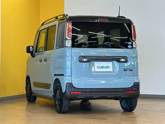 スズキ スペーシア ギア HYBRID XZターボ 群馬県 2020(令2)年 5.5万km オフブルーメタリック/ガンメタリック2トーンルーフ スズキセーフティサポート/・車線逸脱警報機能/・デュアルセンサーブレーキサポート/・横滑り防止/・パーキングソナー/・オートライト/・クルーズコントロール/純正14インチAW/インタークーラーターボ/アイドリングストップ/両側パワースライドドア/社外ナビ/　AM/FM/CD/ワンセグ/Bluetooth/シートヒーター/社外ドライブレコーダー/フルフラットシート/MT付きAT/ルーフレール/LEDヘッドライト/W・サイドエアバッグ/AAC/スマートキー/プッシュスタート