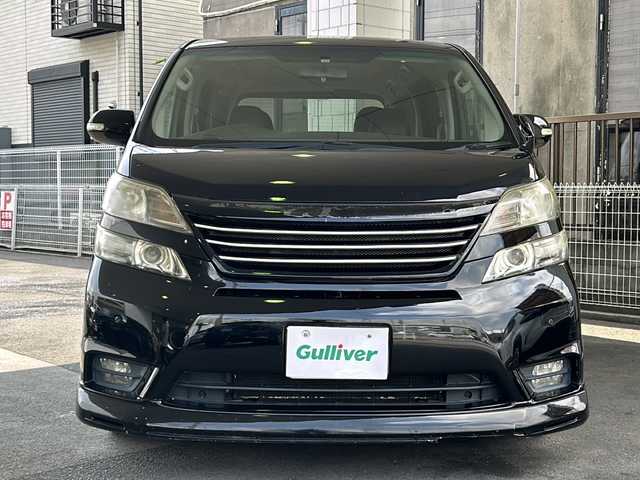 トヨタ ヴェルファイア 2．4Z プラチナセレクションⅡ 京都府 2010(平22)年 9.6万km ブラック アルパインＳＤナビ8インチ　/（VIE-X088)/フルセグＴＶ　/両側パワースライドドア　/アルパインフリップダウンモニター　/バックカメラ　/前後コーナーセンサー/電動リアゲート/スマートキー　/ウィンカーミラー　/ビルトインETC　/盗難防止装置/パワーステアリング/パワーウィンドウ/CD/DVD再生機能有/Bluetooth/オットマン/電動リアゲート/横滑り防止/Wサイドエアバッグ/社外車高調/フルエアロ/Rスポイラー/ローダウン/シートカバー