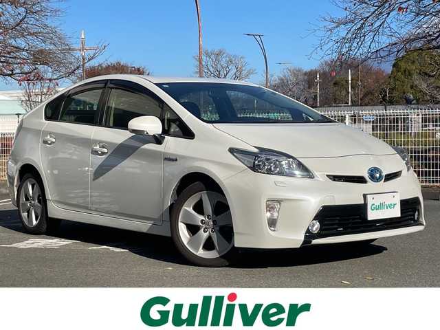 トヨタ プリウス S ツーリングセレクション 静岡県 2013(平25)年 7.7万km ホワイトパールクリスタルシャイン ワンオーナー/社外ナビ（MDV-S711HDW）/フルセグテレビ/ステアリングスイッチ/ビルトインETC/オートライト/純正17インチAW/スマートキー/スペアキー/保証書/取説