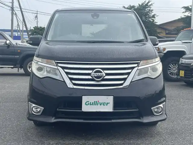 日産 セレナ ハイウェイスター Sハイブリッド 滋賀県 2015(平27)年 6.3万km ダイヤモンドブラック ワンオーナー/純正SDナビ（Bluetooth、CD、DVD、iPod）/フリップダウンモニター/フルセグTV/バックカメラ/両側パワースライドドア/ABS/横滑り防止装置/レーンキープアシスト/Wエアバッグ/前後社外ドライブレコーダー/プッシュスタート/スマートキー/純正フロアマット/LEDヘッドライト/保証書/取扱説明書