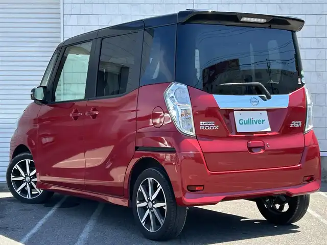 日産 デイズ ルークス ハイウェイスターX Gパッケージ 新潟県 2017(平29)年 1.5万km スパークリングレッド/ブラック 衝突軽減/全方位カメラ/純正ナビ/(AM/FM/CD/DVD/BT/フルセグTV)/アイドリングストップ/両側パワースライドドア/革巻きステアリング/AUTOライト/LEDヘッドライト/フォグランプ/AUTOハイビーム/横滑り防止/電格ミラー/プッシュスタート/スマートキー
