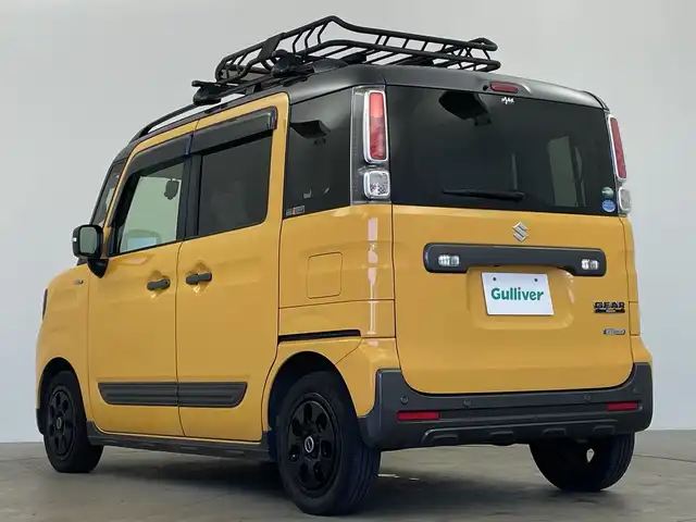 スズキ スペーシア ギア HYBRID XZ 鹿児島県 2019(平31)年 13.1万km 黄Ⅱ 純正8インチナビ/（AM/FM/CD/DVD/Bluetooth/フルセグ）/両側パワースライドドア/前後ドライブレコーダー/シートヒーター/ETC/ルーフラック/社外アルミホイール/LEDヘッドライト/スマートキー/スペアキー/保証書/取扱説明書