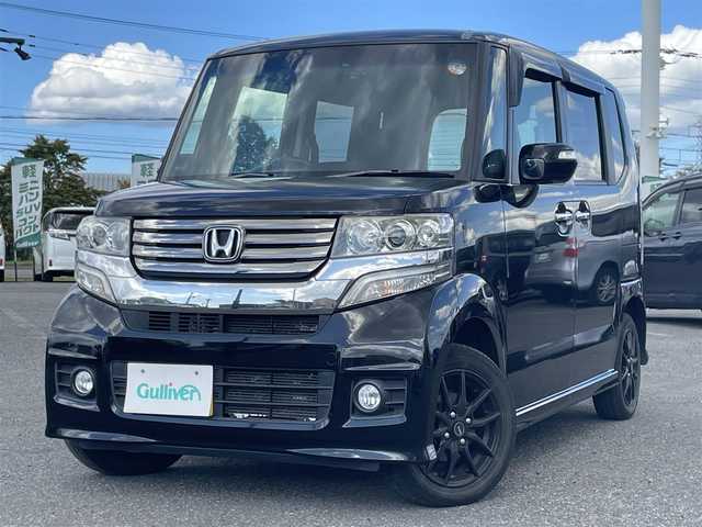 ホンダ Ｎ ＢＯＸ カスタム G 道央・札幌 2014(平26)年 8.2万km スマートブラック ４WD/社外メモリーナビ/AM/FM/BT/DVD/SD/フルセグ/横滑り防止装置/バックカメラ/ETC/ドライブレコーダー/ECOMODE/片側パワースライドドア/片側スライドドア/レーダー探知機/AC100V/プッシュスタート/スマートキー/LEDヘッドライト/オートライト/フォグランプ/電動格納ミラー/ヒーテッドドアミラー/ウィンカーミラー/純正フロアマット/ドアバイザー/スペアキー/社外アルミホイール付冬タイヤ積込/155/65/R14/2022年/山７mm