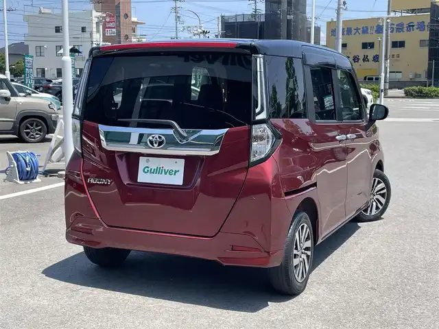 トヨタ ルーミー カスタムG 愛媛県 2021(令3)年 3.7万km ブラックマイカメタリック/ファイアークォーツレッドメタリック 登録時走行距離:36828km/純正メモリナビ/AM/FM/CD/DVD/フルセグTV/SD/Bluetooth/バックカメラ/前後ドライブレコーダー/ETC/アイドリングストップ/衝突軽減システム/横滑り防止装置/レーダークルーズコントロール/LEDヘッドライト/オートライト/両側パワースライドドア/エンジンスタートボタン/スマートキー/純正アルミホイール/コーナーセンサー/HAC