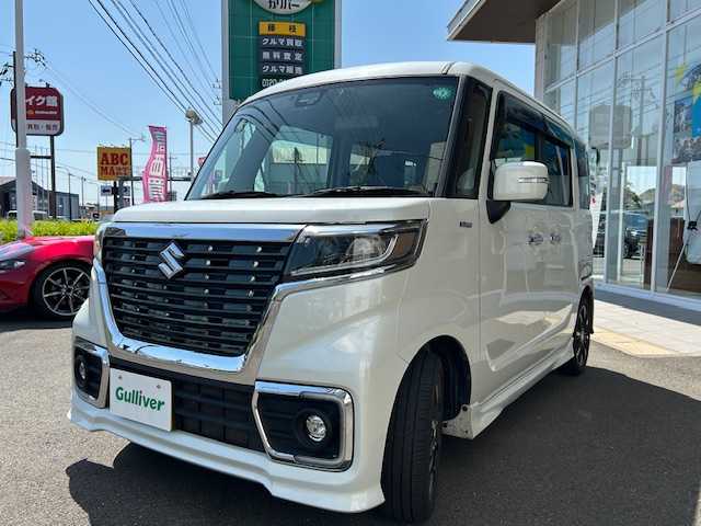 スズキ スペーシア カスタム HYBRID XS 静岡県 2018(平30)年 8.1万km ピュアホワイトP 社外ナビ/BT接続/フルセグTV/バックカメラ/プッシュスタート/両側パワースライドドア/ビルトインETC/純正AW/純正フロアマット/オートマチックハイビーム/シートヒーター/スペアキー×１