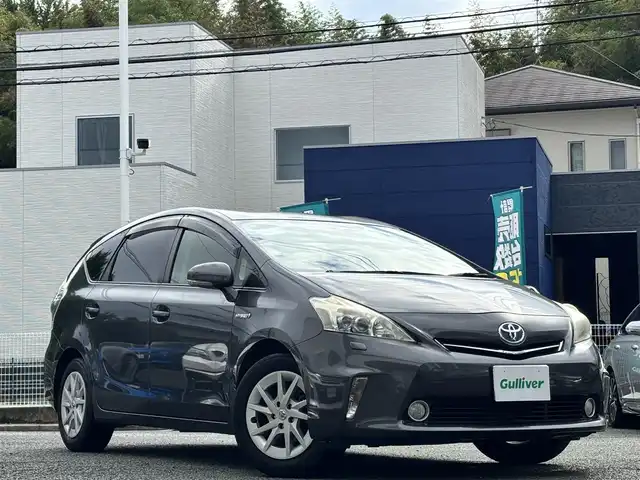 トヨタ プリウス α S 熊本県 2013(平25)年 7.9万km グレーメタリック アルパイン9型ナビ（EX009V)/【フルセグTV/CD/DVD/Bluetooth】/バックカメラ/純正16インチAW/ビルトインETC/プッシュスタート/スマートキー/ウィンカーミラー/オートライト/カーテンエアバック/純正フロアマット/保証書/取扱説明書