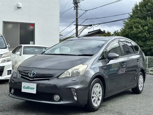 トヨタ プリウス α S 熊本県 2013(平25)年 7.9万km グレーメタリック アルパイン9型ナビ（EX009V)/【フルセグTV/CD/DVD/Bluetooth】/バックカメラ/純正16インチAW/ビルトインETC/プッシュスタート/スマートキー/ウィンカーミラー/オートライト/カーテンエアバック/純正フロアマット/保証書/取扱説明書